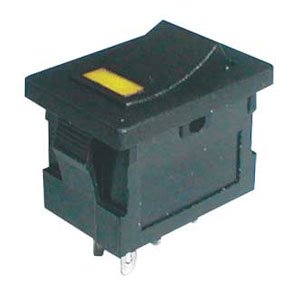 TIPA Přepínač kolébkový 2pol./4pin ON-OFF 250V/3A LED žlutý