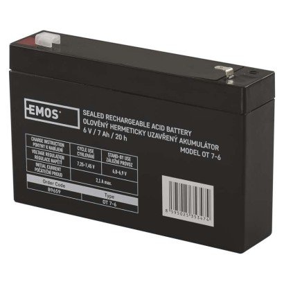 EMOS Bezúdržbový olověný akumulátor 6 V/7 Ah, faston 4,7 mm