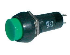 Přepínač tlačítko kul. ON-OFF 250V/1A zelené TIPA