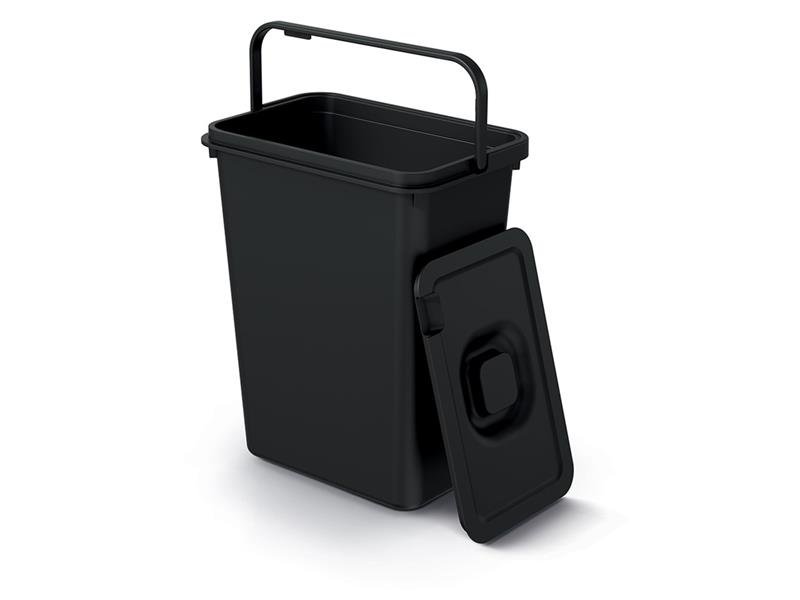 PROSPERPLAST Koš odpadkový SYSTEMA BASIC FLAP černý s víkem 10l