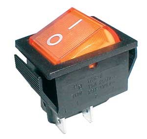 TIPA Přepínač kolébkový 2pol./4pin ON-OFF 250V/15A pros. žlutý