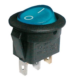 TIPA Přepínač kolébkový kul. pros. 2pol./3pin ON-OFF 250V/6A modrý