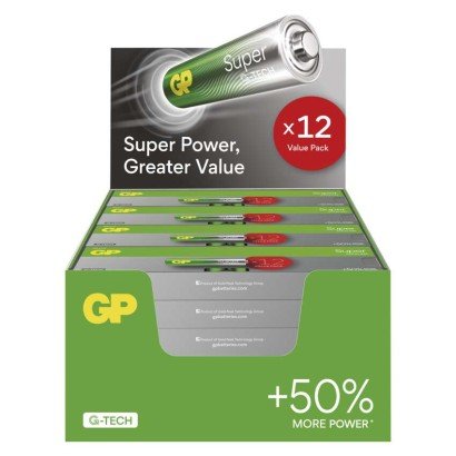 Alkalická batterie GP Super AA (LR6), 288 ks, display box