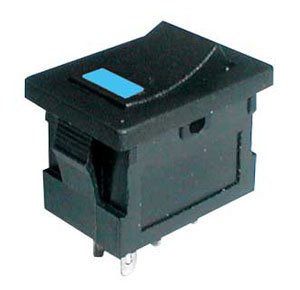 TIPA Přepínač kolébkový 2pol./4pin ON-OFF 250V/3A LED modrý