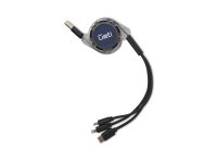 Kabel GETI GCU 01 USB 3v1 černý samonavíjecí