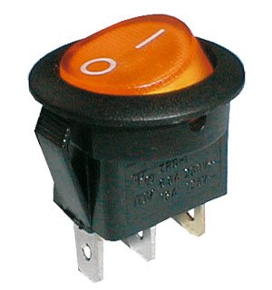 TIPA Přepínač kolébkový kul. pros. 2pol./3pin ON-OFF 250V/6A žlutý