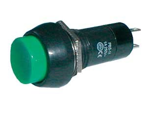 TIPA Přepínač tlačítko kul. OFF-(ON) 250V/1A zelené
