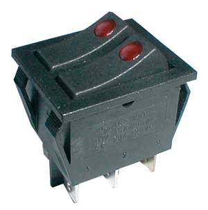 TIPA Přepínač kolébkový 2x(2pol./3pin) ON-OFF 250V/15A pros. bod R