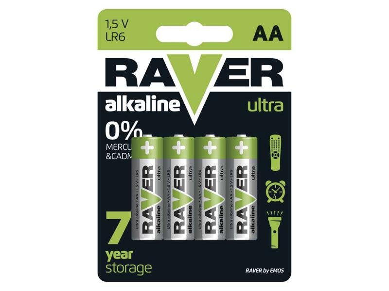 GP Baterie AA (R6) alkalická RAVER 4ks