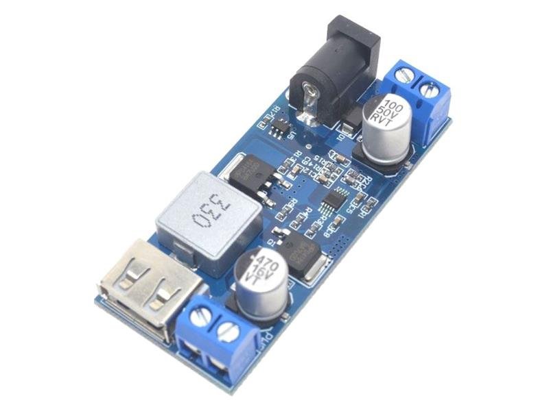 TIPA Napájecí modul, step-down měnič 12-24V na 5V/5A, USB+svorkovnice