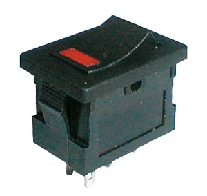 TIPA Přepínač kolébkový 2pol./4pin ON-OFF 250V/3A LED červený